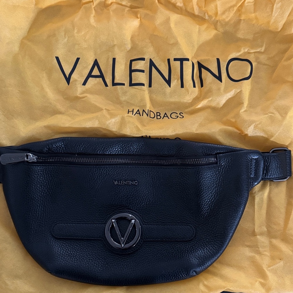 Valentino Black Leather Waist Bag